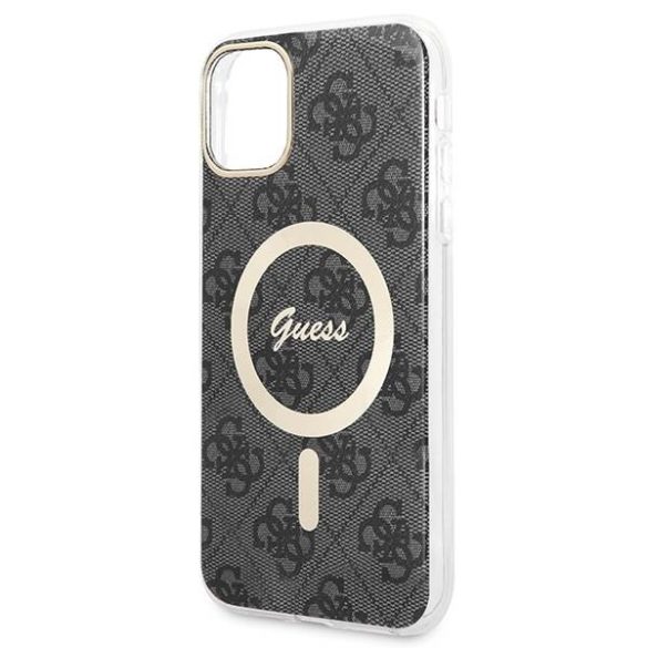 Guess tok+töltő iPhone 11 6,1" fekete 4G Print MagSafe keménytok