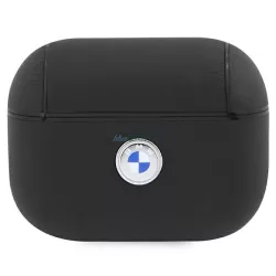   BMW BMAP2SSLBK AirPods Pro 2 tok fekete Geniune Leather Ezüst logó