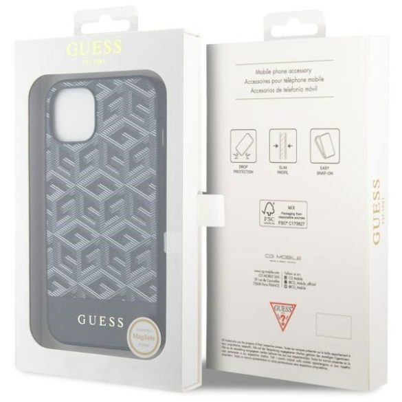 Guess GUHMP14MHGCFSEK iPhone 14 Plus / 15 Plus 6.7" fekete keménytok GCube Stripe MagSafe