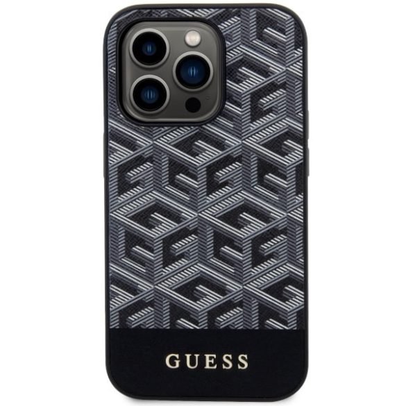 Guess GUHMP14LHGGCFSEK iPhone 14 Pro 6.1" fekete keménytok GCube csíkok MagSafe