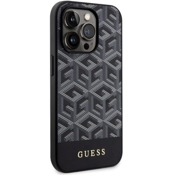 Guess GUHMP14LHGGCFSEK iPhone 14 Pro 6.1" fekete keménytok GCube csíkok MagSafe