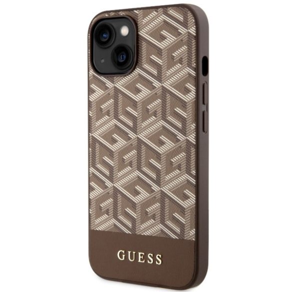 Guess GUHMP14SHGCFSEW iPhone 14 / 15 / 13 6.1" barna keménytok GCube csíkos MagSafe