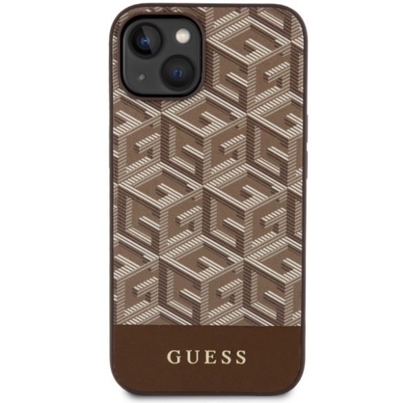 Guess GUHMP14SHGCFSEW iPhone 14 / 15 / 13 6.1" barna keménytok GCube csíkos MagSafe