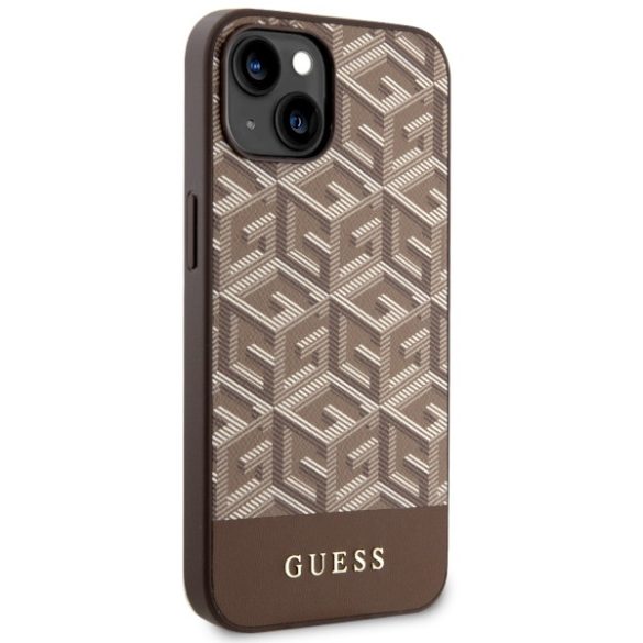 Guess GUHMP14SHGCFSEW iPhone 14 / 15 / 13 6.1" barna keménytok GCube csíkos MagSafe