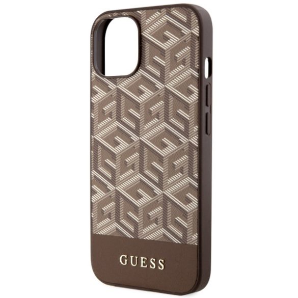 Guess GUHMP14SHGCFSEW iPhone 14 / 15 / 13 6.1" barna keménytok GCube csíkos MagSafe