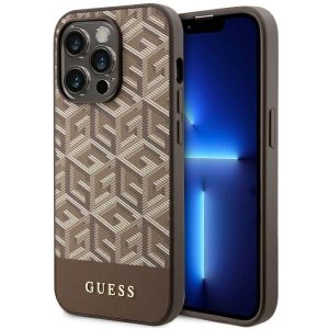 Guess GUHMP14LHGCFSEW iPhone 14 Pro 6.1" barna keménytok  GCube Stripes MagSafe