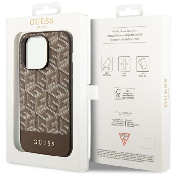 Guess GUHMP14XHGCFSEW iPhone 14 Pro Max 6.7" barna keménytok  GCube Stripes MagSafe