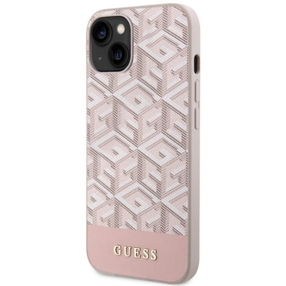 Guess GUHMP14SHGCFSEP iPhone 14 / 15 / 13 6.1" rózsaszín keménytok GCube csíkos MagSafe csíkok
