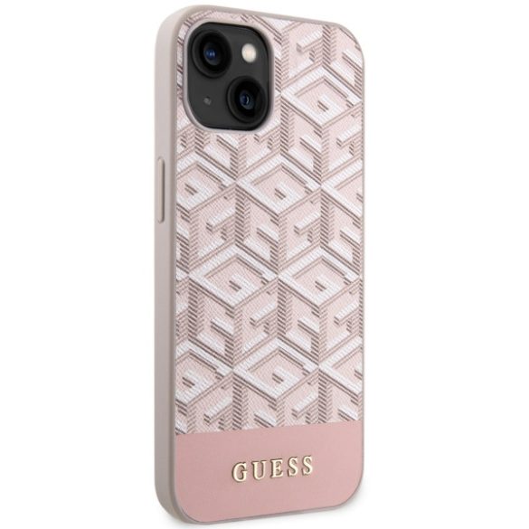 Guess GUHMP14SHGCFSEP iPhone 14 / 15 / 13 6.1" rózsaszín keménytok GCube csíkos MagSafe csíkok