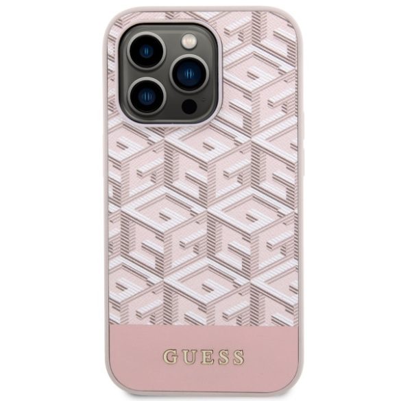 Guess GUHMP14LHGCFSEP iPhone 14 Pro 6,1" rózsaszín keménytok  GCube Stripes MagSafe