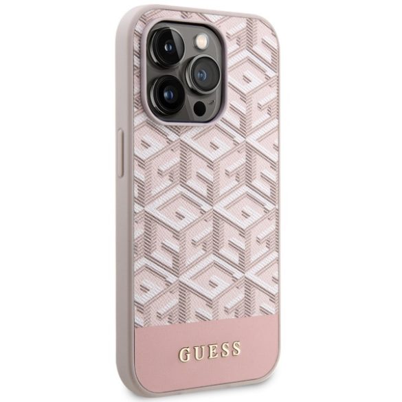 Guess GUHMP14LHGCFSEP iPhone 14 Pro 6,1" rózsaszín keménytok  GCube Stripes MagSafe