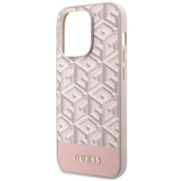 Guess GUHMP14XHGCFSEP iPhone 14 Pro Max 6,7" rózsaszín keménytok  GCube Stripes MagSafe