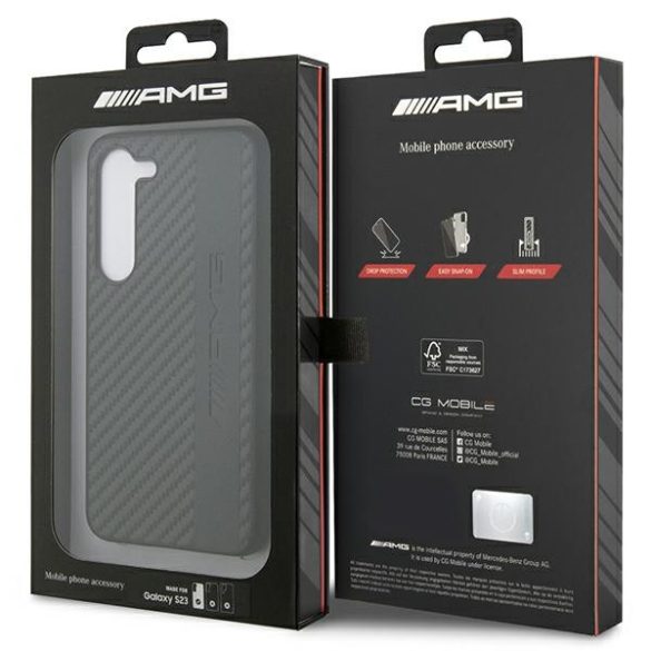 AMG AMHCS23SBLSCA Samsung Galaxy S23 S911 Samsung Galaxy S23 S911 fekete keménytok Carbon Stripe&Embossed