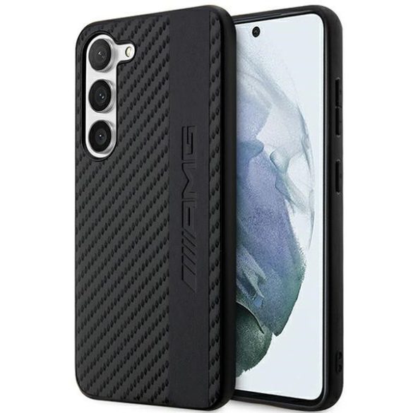 AMG AMHCS23MBLSCA Samsung Galaxy S23+ S916 fekete keménytok Carbon Stripe&Embossed