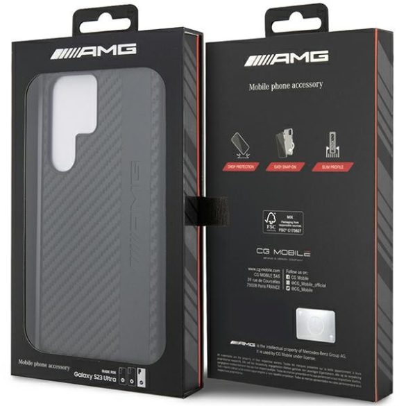 AMG AMHCS23LBLSCA Samsung Galaxy S23 UltraS918 fekete keménytok Carbon Stripe&Embossed