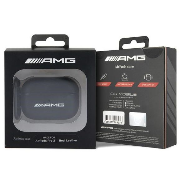 AMG AMAP2SLWK AirPods Pro 2 tok fekete bőr fehér logó