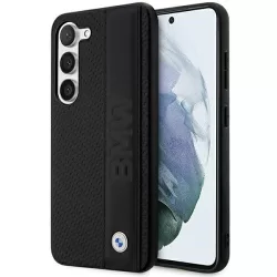   Etui BMW BMHCS23M22RDPK Samsung Galaxy S23+ S916 fekete keménytok bőr texturált és csíkos bőrrel