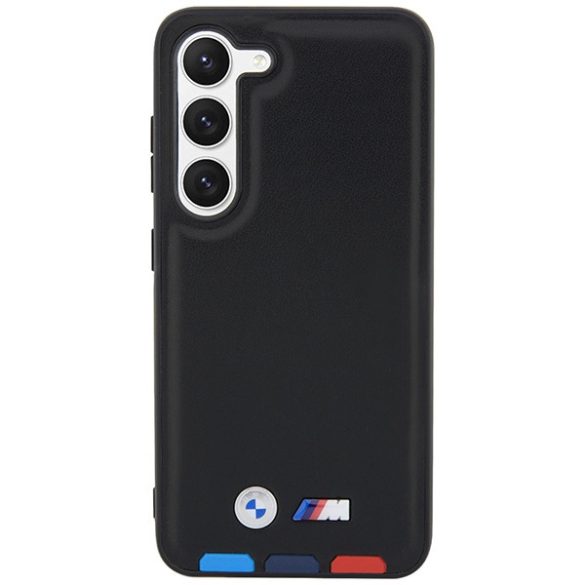 BMW BMHCS23S22PTDK Samsung Galaxy S23 S911 fekete bőr bélyegző Tricolor tok