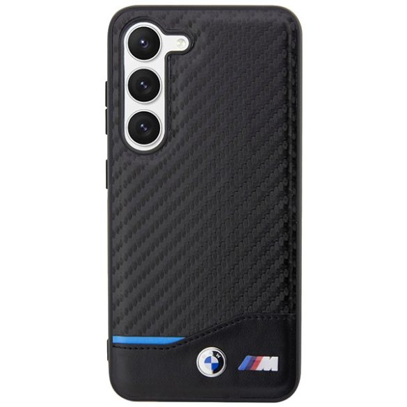 BMW BMHCS23S22NBCK Samsung Galaxy S23 S911 fekete bőr Carbon bőr tok