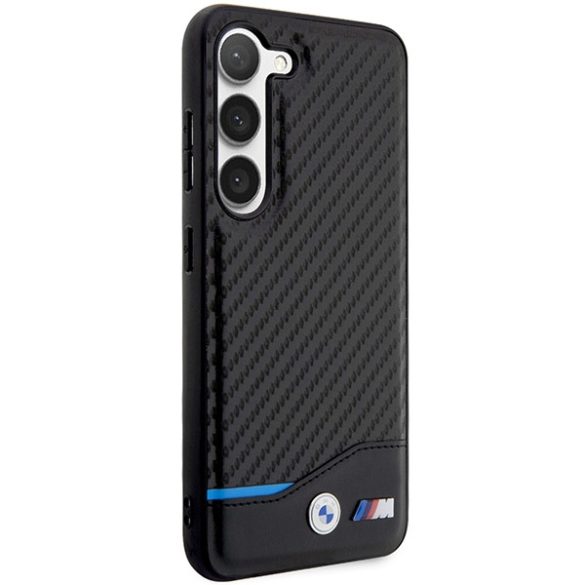 BMW BMHCS23S22NBCK Samsung Galaxy S23 S911 fekete bőr Carbon bőr tok