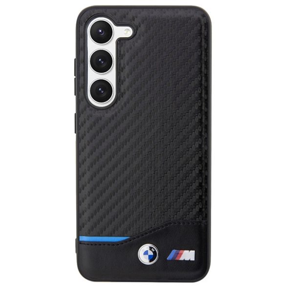 BMW BMHCS23M22NBCK Samsung Galaxy S23+ S916 fekete bőr Carbon tok