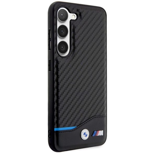 BMW BMHCS23M22NBCK Samsung Galaxy S23+ S916 fekete bőr Carbon tok