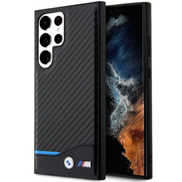 BMW BMHCS23L22NBCK Samsung Galaxy S23 UltraS918 fekete bőr carbon tok