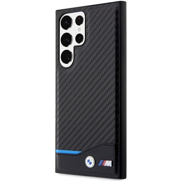 BMW BMHCS23L22NBCK Samsung Galaxy S23 UltraS918 fekete bőr carbon tok