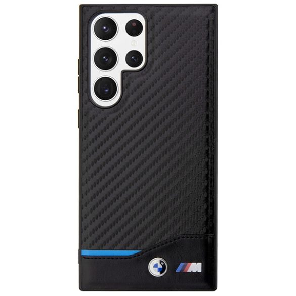 BMW BMHCS23L22NBCK Samsung Galaxy S23 UltraS918 fekete bőr carbon tok