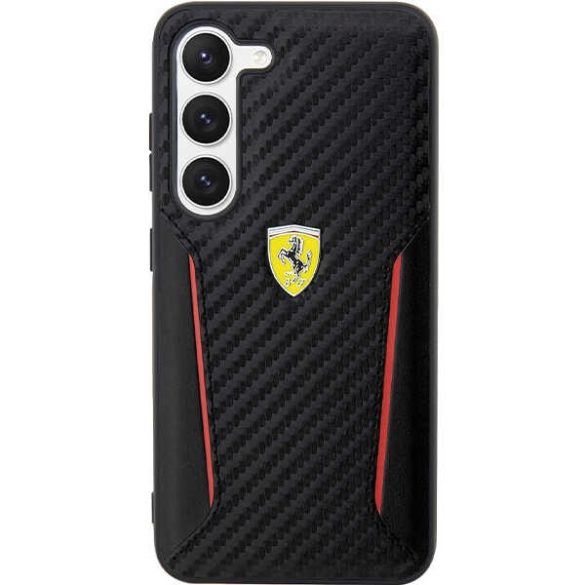 Ferrari FEHCS23SNPYK Samsung Galaxy S23 S911 fekete keménytok Carbon kontrasztos peremek