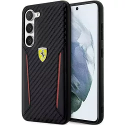   Ferrari FEHCS23MNPYK Samsung Galaxy S23+ S916 fekete keménytok Carbon kontrasztos szegélyek