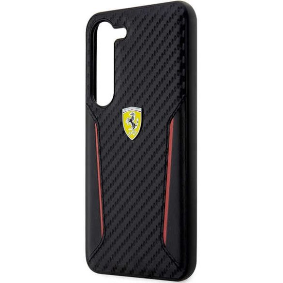 Ferrari FEHCS23MNPYK Samsung Galaxy S23+ S916 fekete keménytok Carbon kontrasztos szegélyek