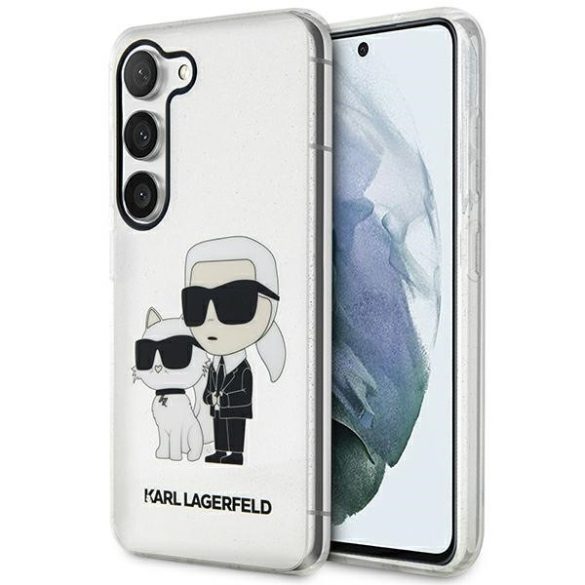 Karl Lagerfeld KLHCS23MHNKCTGT Samsung Galaxy S23+ S916 átlátszó keménytok Glitter Karl&Choupette