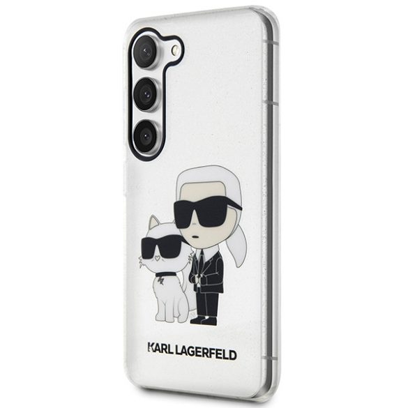 Karl Lagerfeld KLHCS23MHNKCTGT Samsung Galaxy S23+ S916 átlátszó keménytok Glitter Karl&Choupette