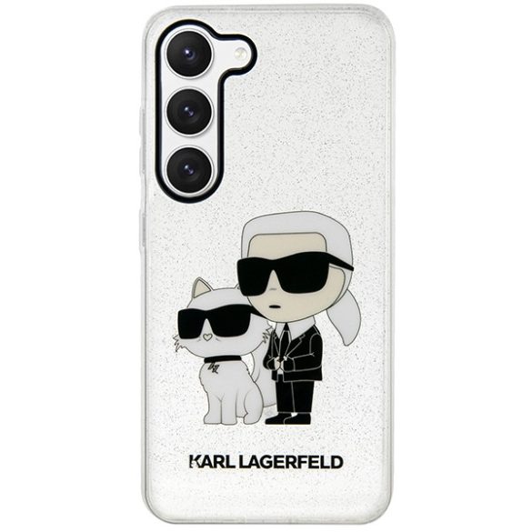 Karl Lagerfeld KLHCS23MHNKCTGT Samsung Galaxy S23+ S916 átlátszó keménytok Glitter Karl&Choupette