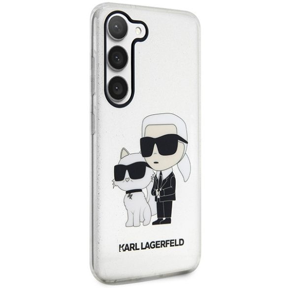 Karl Lagerfeld KLHCS23MHNKCTGT Samsung Galaxy S23+ S916 átlátszó keménytok Glitter Karl&Choupette