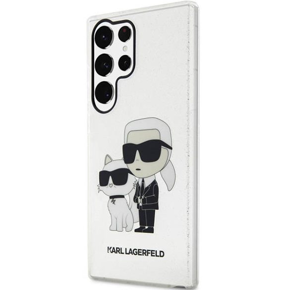 Karl Lagerfeld KLHCS23LHNKCTGT Samsung Galaxy S23 UltraS918 átlátszó keménytok Glitter Karl&Choupette