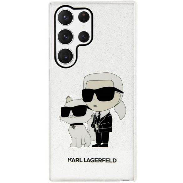 Karl Lagerfeld KLHCS23LHNKCTGT Samsung Galaxy S23 UltraS918 átlátszó keménytok Glitter Karl&Choupette