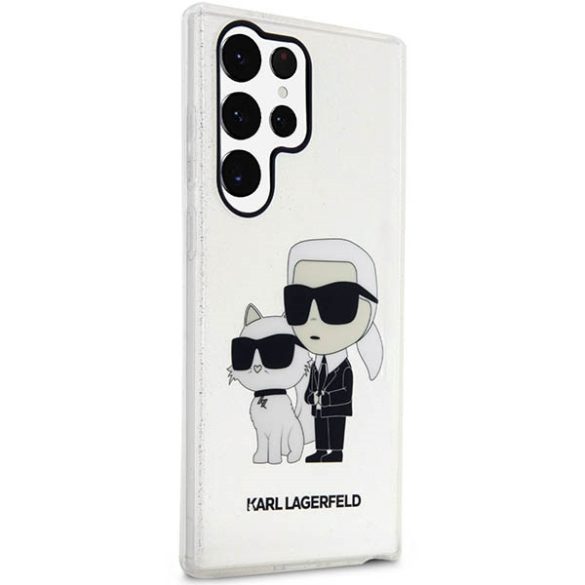 Karl Lagerfeld KLHCS23LHNKCTGT Samsung Galaxy S23 UltraS918 átlátszó keménytok Glitter Karl&Choupette