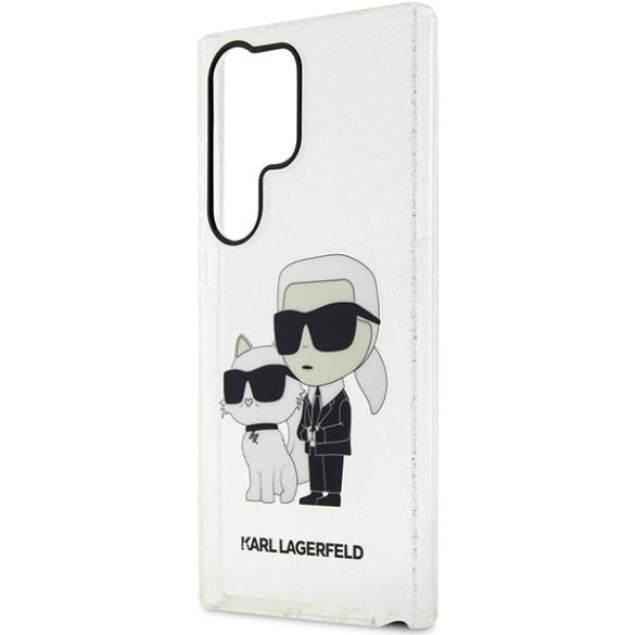 Karl Lagerfeld KLHCS23LHNKCTGT Samsung Galaxy S23 UltraS918 átlátszó keménytok Glitter Karl&Choupette