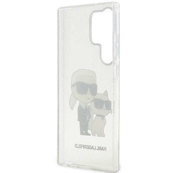 Karl Lagerfeld KLHCS23LHNKCTGT Samsung Galaxy S23 UltraS918 átlátszó keménytok Glitter Karl&Choupette