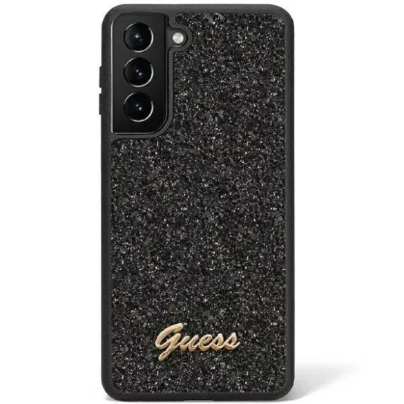 Guess GUHCS23LHGGSHK S23 Ultra S918 fekete Glitter Script keménytok