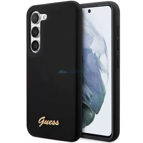 Guess GUHCS23MSLSMK S23+ S916 fekete szilikon vintage arany logós keménytok