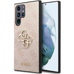   Guess GUHCS23L4GMGPI S23 Ultra S918 rózsaszín 4G nagy fém logós keménytok
