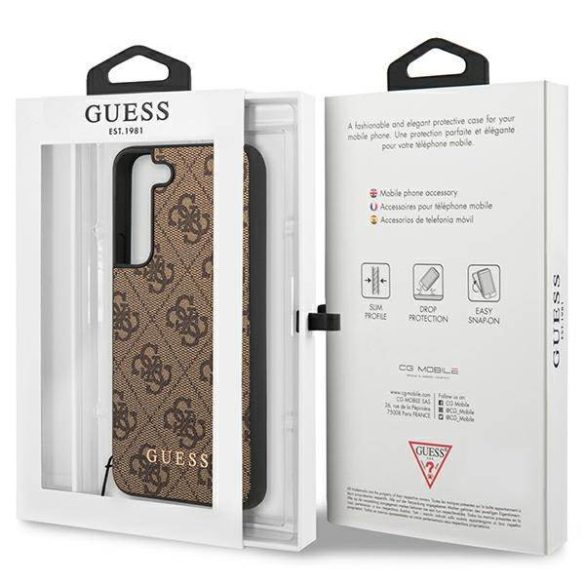 Guess GUHCS23SGF4GBR S23 S911 barna 4G Charms Collection keménytok