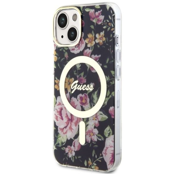 Guess GUHMP14MHCFWSK iPhone 14 Plus / 15 Plus 6,7" fekete keménytok Flower MagSafe