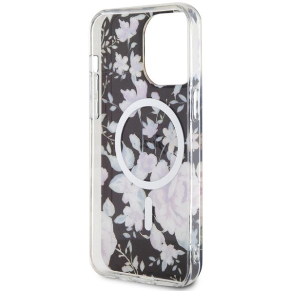 Guess GUHMP14XHCFWSK iPhone 14 Pro Max 6.7" fekete keménytok  Flower MagSafe virág