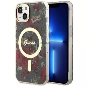 Guess GUHMP14MHCFWSA iPhone 14 Plus 6.7" khaki színű keménytok Flower MagSafe