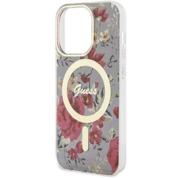 Guess GUHMP14LHCFWWSA iPhone 14 Pro 6.1" zöld/khaki keménytok Flower MagSafe