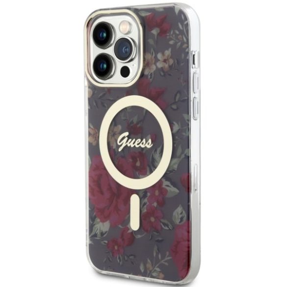 Guess GUHMP14XHCFWWSA iPhone 14 Pro Max 6.7" zöld/khaki keménytok Flower MagSafe